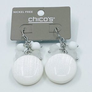 Chico’s Dangle Earrings Milky White New 1-1/2”